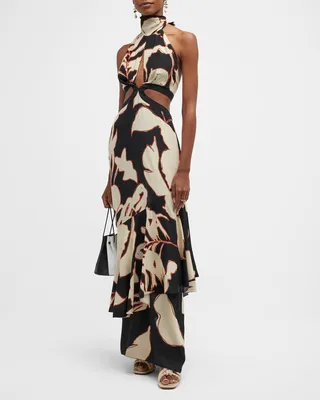 Pasado Tumultuoso Cutout Turtleneck-Halter Maxi Dress