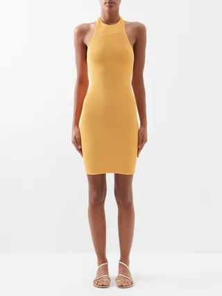 Polly Halterneck Crinkle-knit Dress