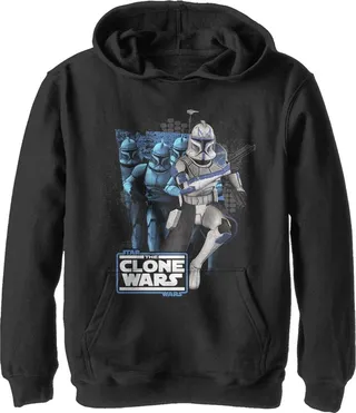 Boy's Star Wars: The Clone Wars Captain Rex Mashup Pull Over Hoodie - Black - Small