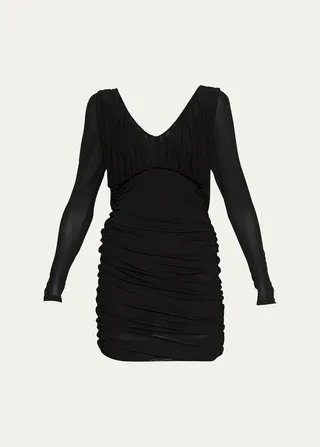 Long Sleeve Ruched Mini Dress