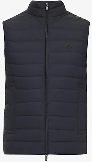 Mens Blu Navy Quilted Shell-down Gilet