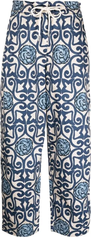 Graphic-Print Cropped Trousers