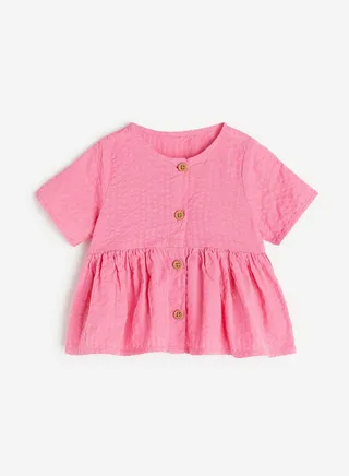 Kids Seersucker Peplum Blouse