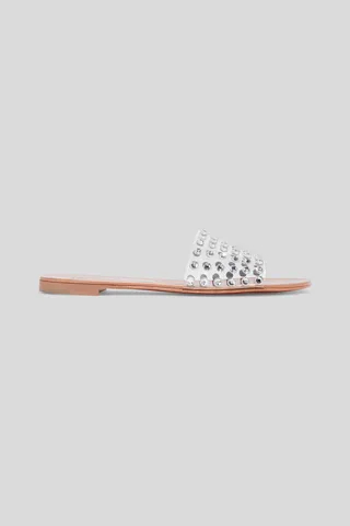 Vinilie crystal-embellished PVC slides
