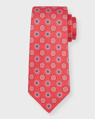 Men's Medallion-Print Silk Tie