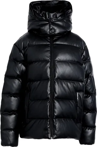 Unisex Faux Leather Down Jkt Down Jacket Black