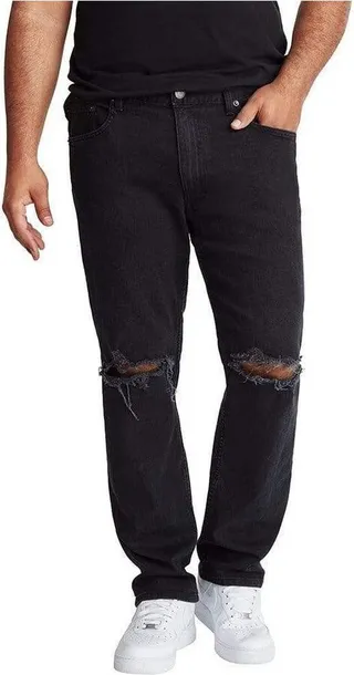 MVP Collections Men's Big and Tall Slit Knee Slim Straight Leg Jeans - Black - 50x32