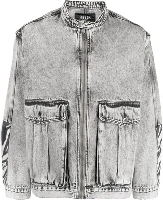 Collarless Denim Jacket