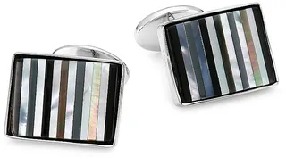 Striped Sterling Silver Cuff Links