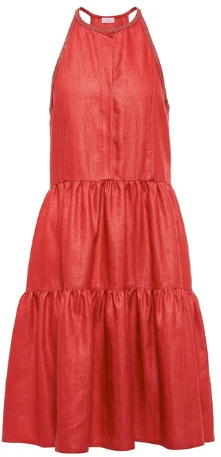 Embellished linen-blend minidress