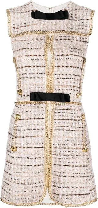 Tweed Bow-Detail Silk Dress