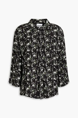 Floral-print crepe blouse