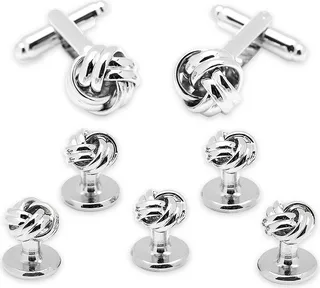 5-Piece Silver Knot Stud Set