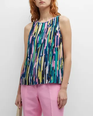 Sleeveless Abstract-Print Blouse