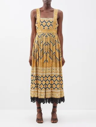 Veeda Embroidered Linen-blend Midi Dress
