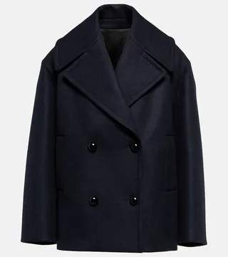 Double-breasted wool peacoat