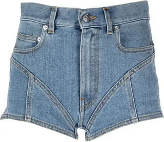 Contrast-Stitch Denim Shorts