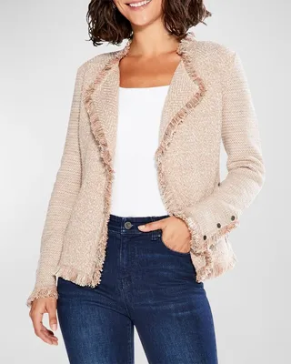Fringe Mix Open-Front Jacket