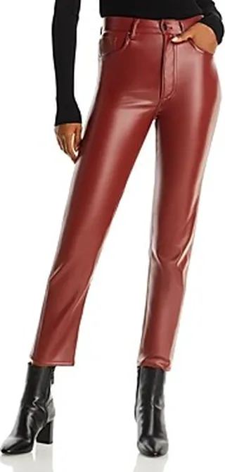 Anine Bing Sonya Faux Leather Straight Ankle Pants