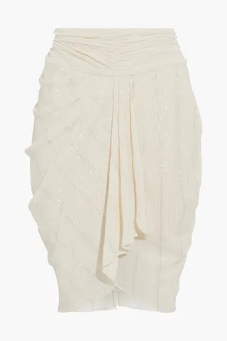 Nistal draped ruched metallic crepon mini skirt