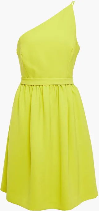 Miley one-shoulder belted neon crepe dress