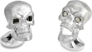 Deakin & Francis - Deakin & Francis Sterling Silver Skull Cufflinks With Diamond Eyes