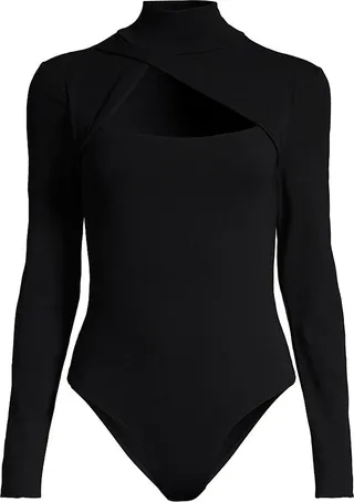 Long Sleeve Stretch-Knit Cutout Bodysuit
