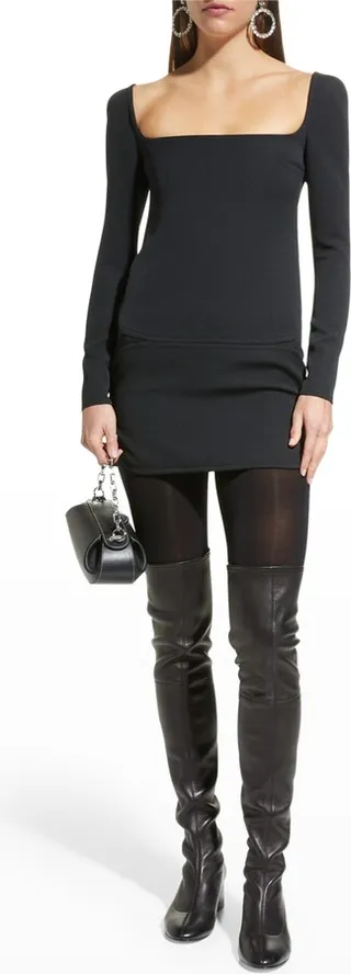 Diamond Square-Neck Mini Workwear Dress