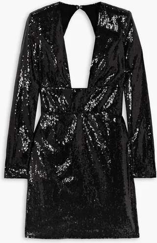 Open-back sequined chiffon mini dress