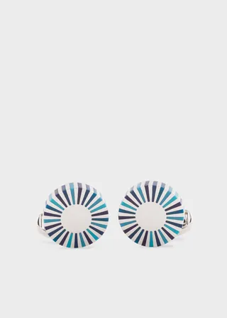 Paul Smith For University Of Nottingham - Navy Stripe Edge Circular Cufflinks