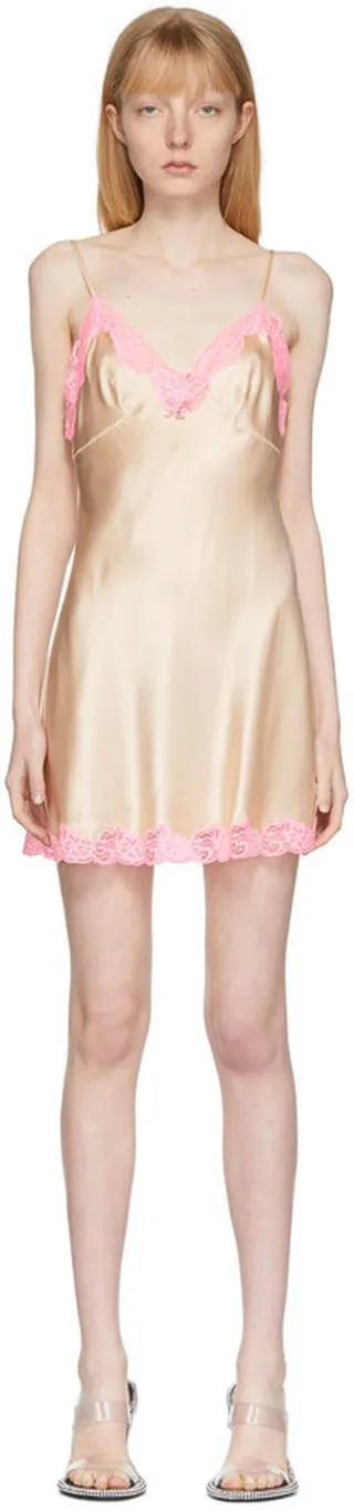 alexanderwang.t Beige & Pink Lace Slip Dress