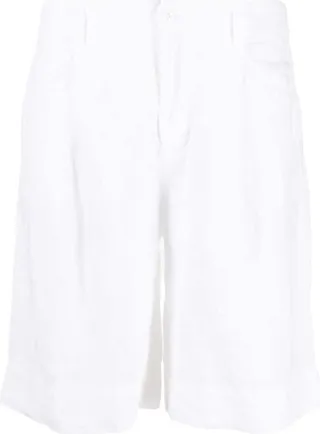 Pleated Wide-Leg Linen Shorts