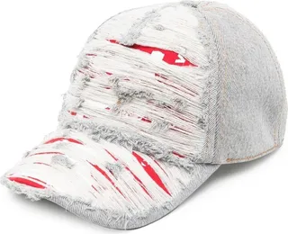 Ripped-Detail Denim Cap