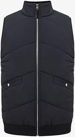 Mens Navy Morden Funnel Neck Quilted Gilet