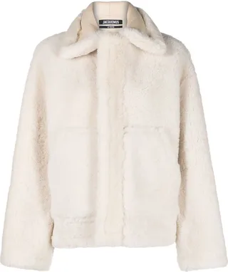 Spread Collar Shearling Jacket