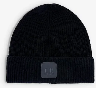 Mens Harbor Mist Metropolis Logo-plaque Wool-knit Beanie hat
