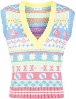 abstrat-pattern V-neck jumper
