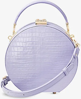 Womens Lavender Crocodile-embossed Leather hat box