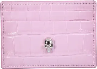 Skull-stud Leather Pink Cardholder