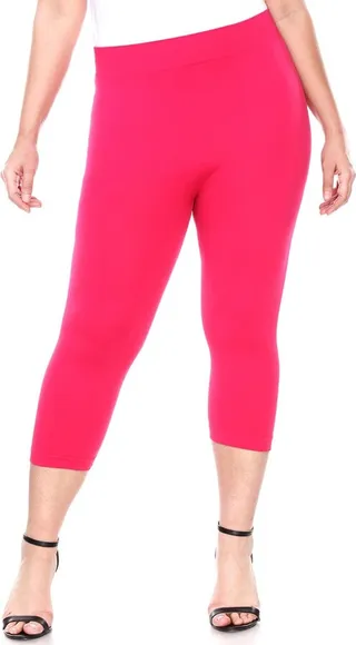 Women's Plus Size Super Soft Capri Leggings Pink One Size Fits Most Plus - White Mark