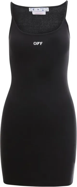 Off-White Logo Detailed Ribbed Mini Dress