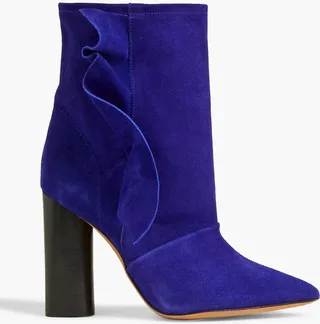 Cidravolti ruffle-trimmed suede ankle boots