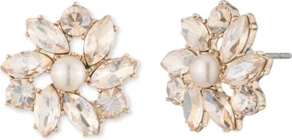 Floral Crystal Cluster Stud Earrings