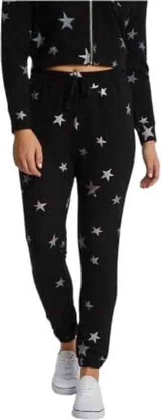 Splendid womens Sundown Playa Black Star Jogger Pants Leggings