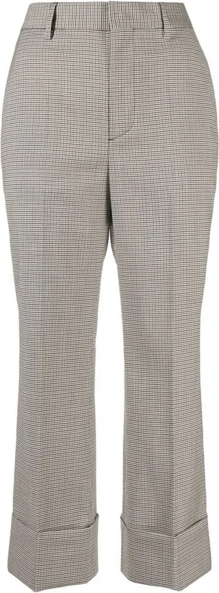 Houndstooth Pattern Cropped Trousers