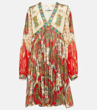 Paisley silk georgette minidress