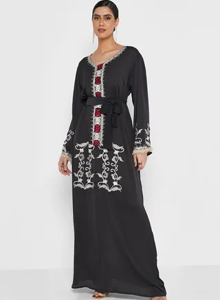 Embellished Belted Jalabiya
