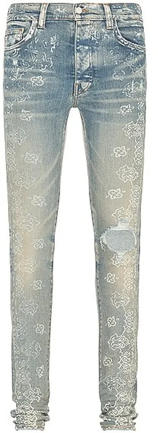 Amiri Bleach Bandana Jean in Blue