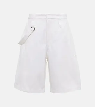 High-rise cotton Bermuda shorts