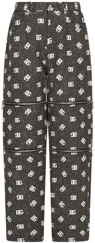Zip-Detail Wide-Leg Logo Jeans